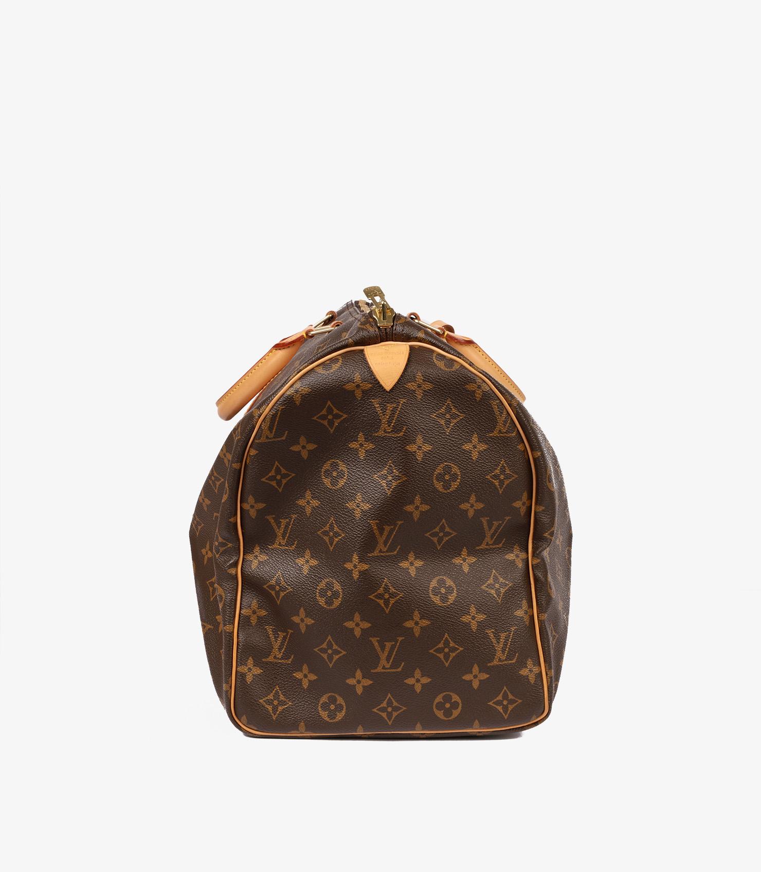 Women's or Men's Louis Vuitton Brown Monogram Coated Canvas & Vachetta Leather Vintage Keepall 50
