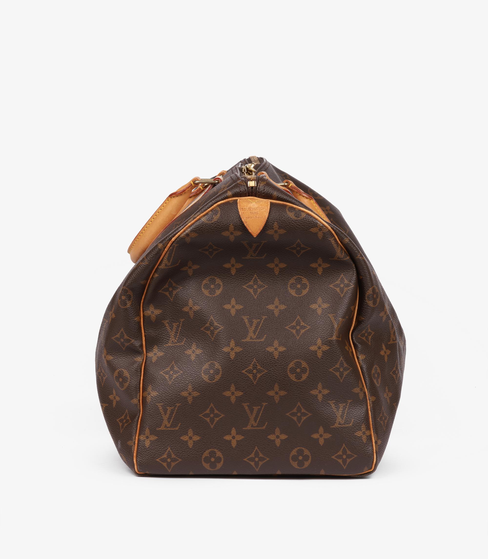Louis Vuitton Brown Monogram Coated Canvas & Vachetta Leather Vintage Keepall 50 im Zustand „Gut“ im Angebot in Bishop's Stortford, Hertfordshire