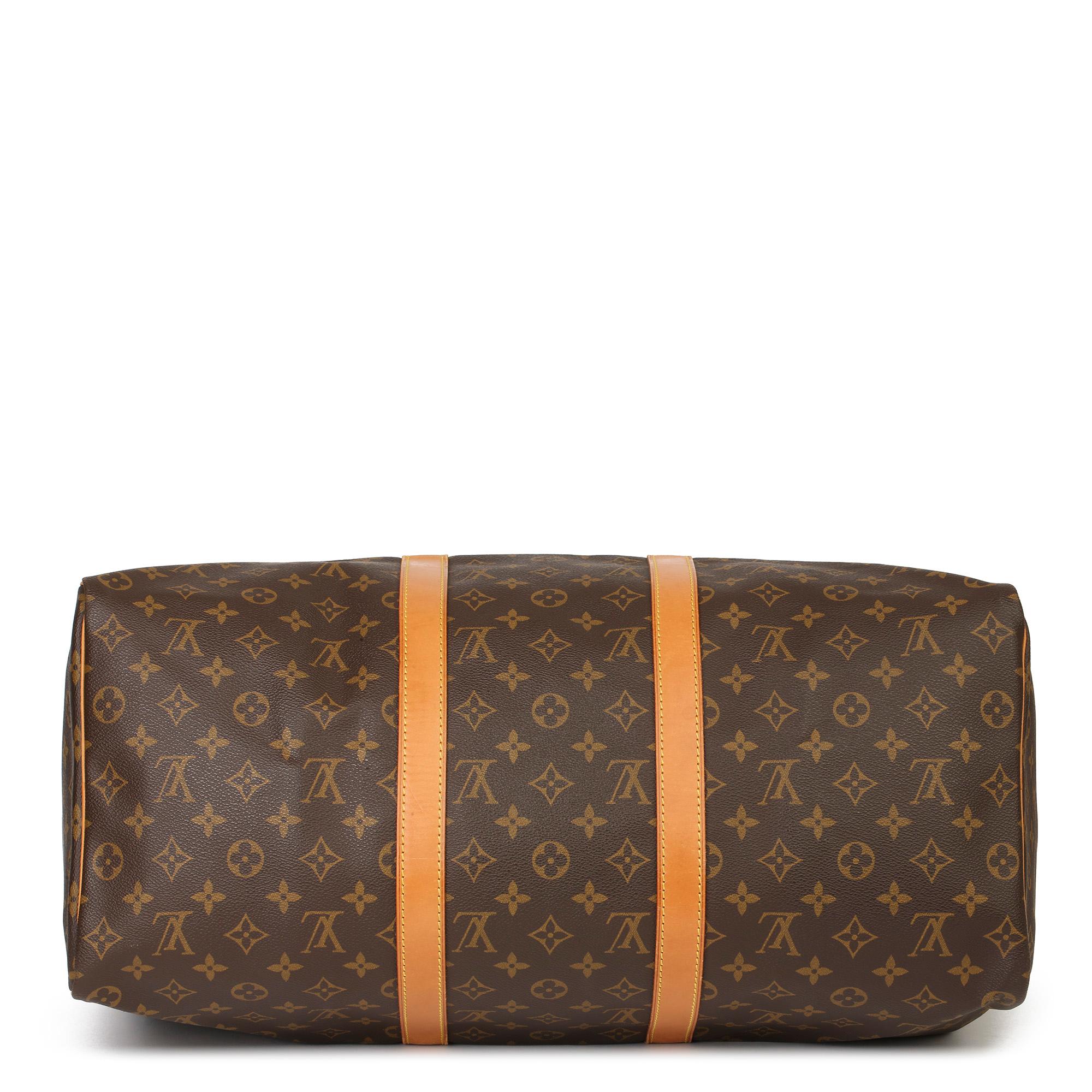 Louis Vuitton Brown Monogram Coated Canvas & Vachetta Leather Vintage Keepall 50 1