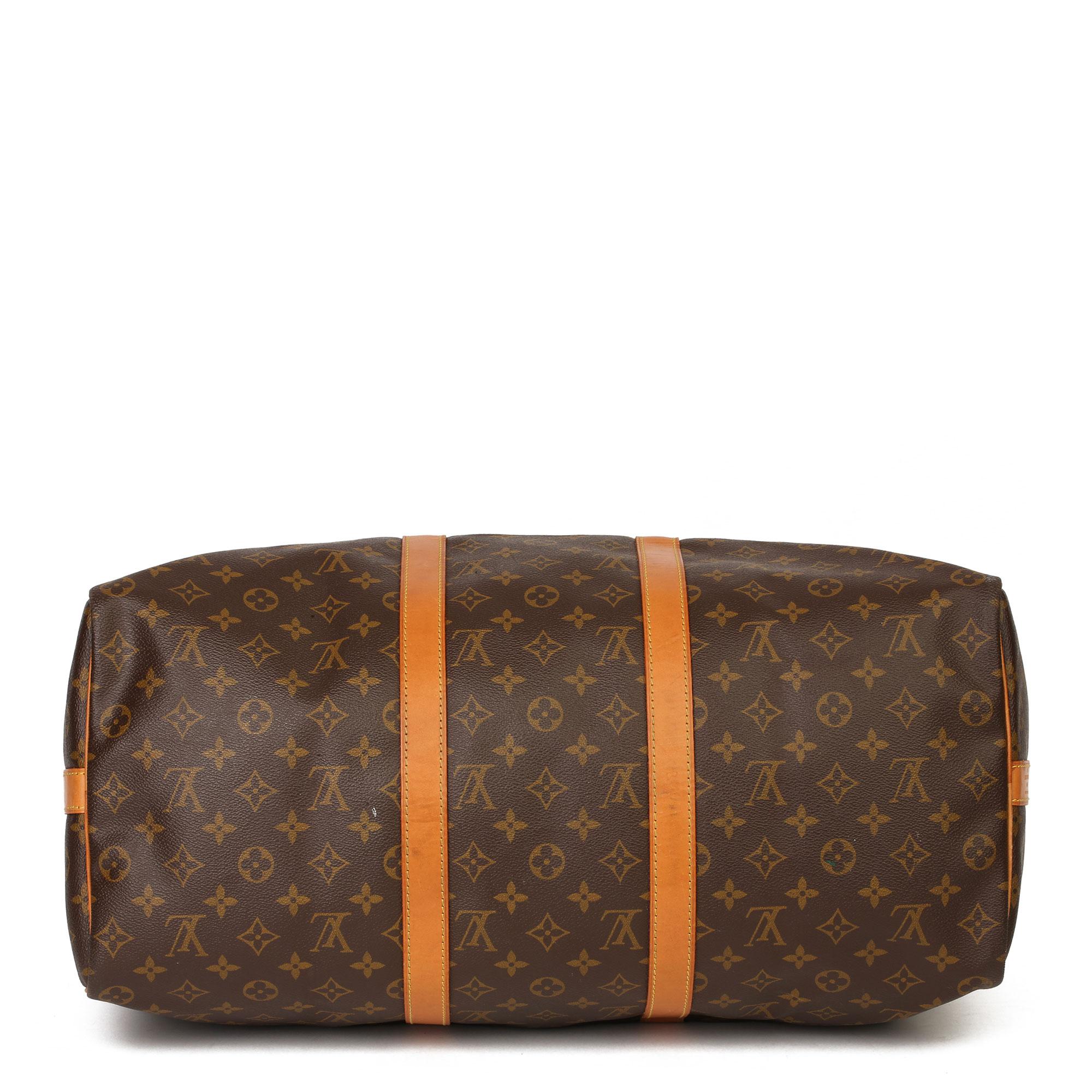 Louis Vuitton Brown Monogram Coated Canvas & Vachetta Leather Vintage Keepall 50 1