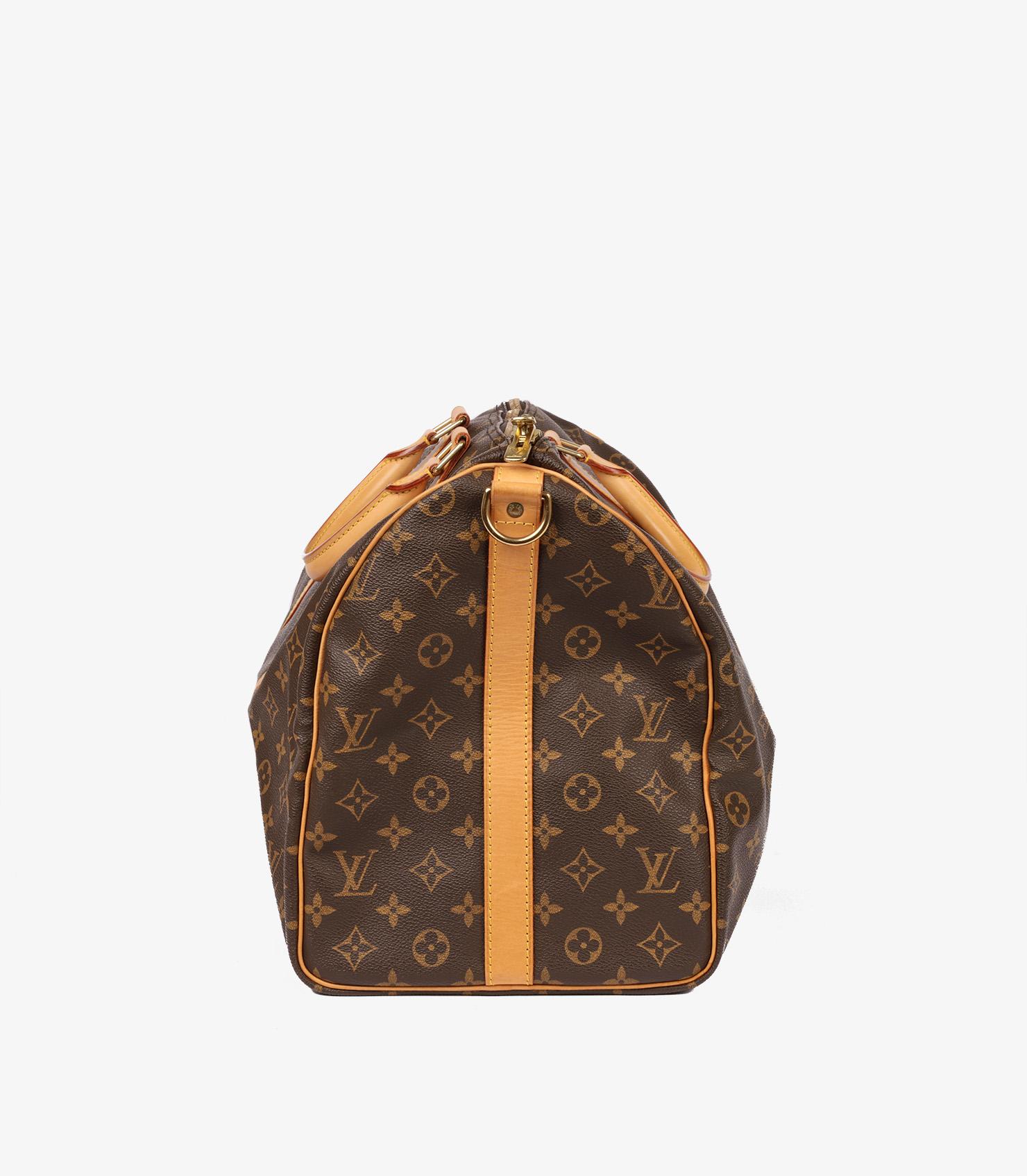 Louis Vuitton Brown Monogram Coated Canvas & Vachetta Leather Vintage Keepall 50 1