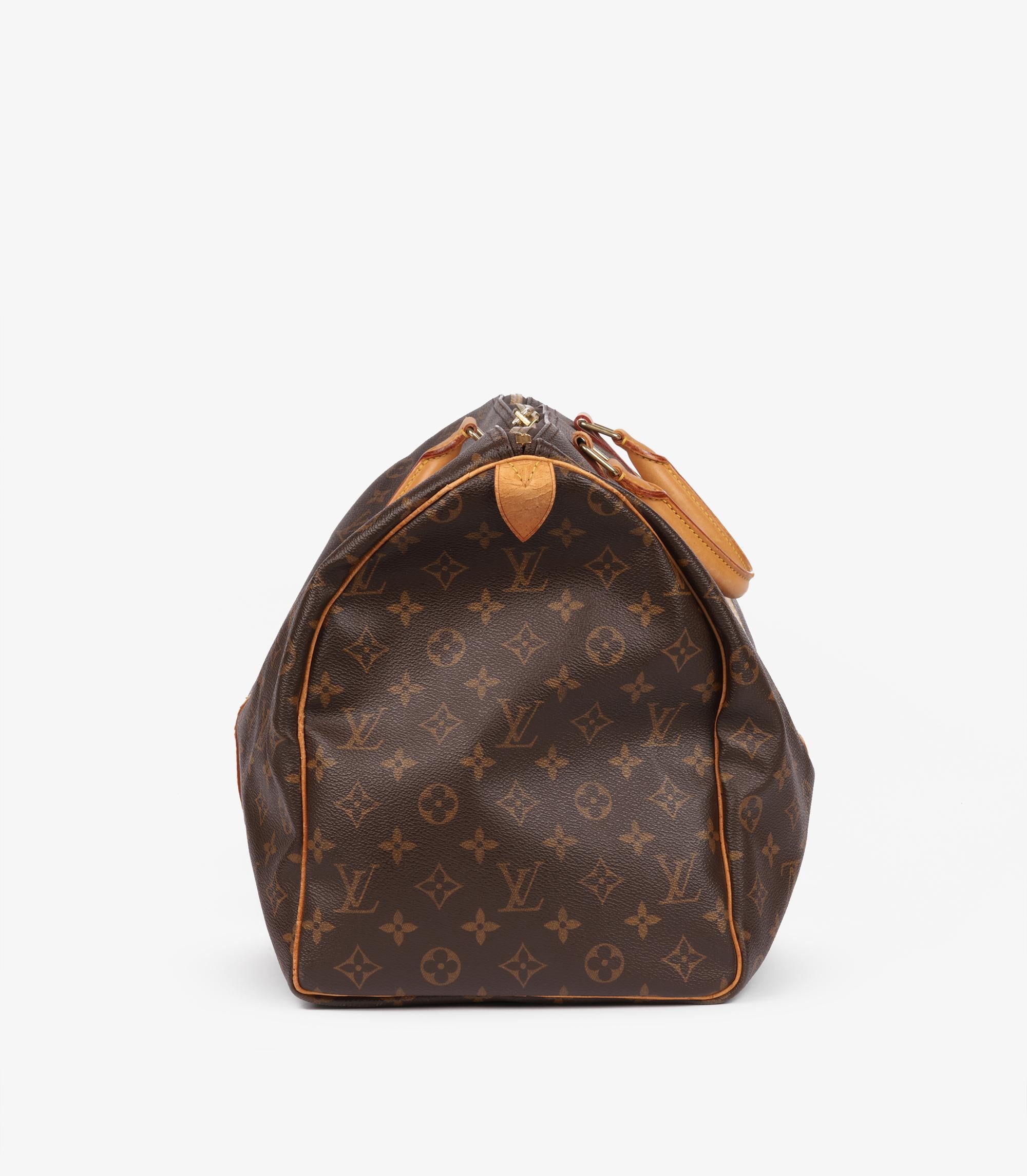 Louis Vuitton Brown Monogram Coated Canvas & Vachetta Leather Vintage Keepall 50 Damen im Angebot
