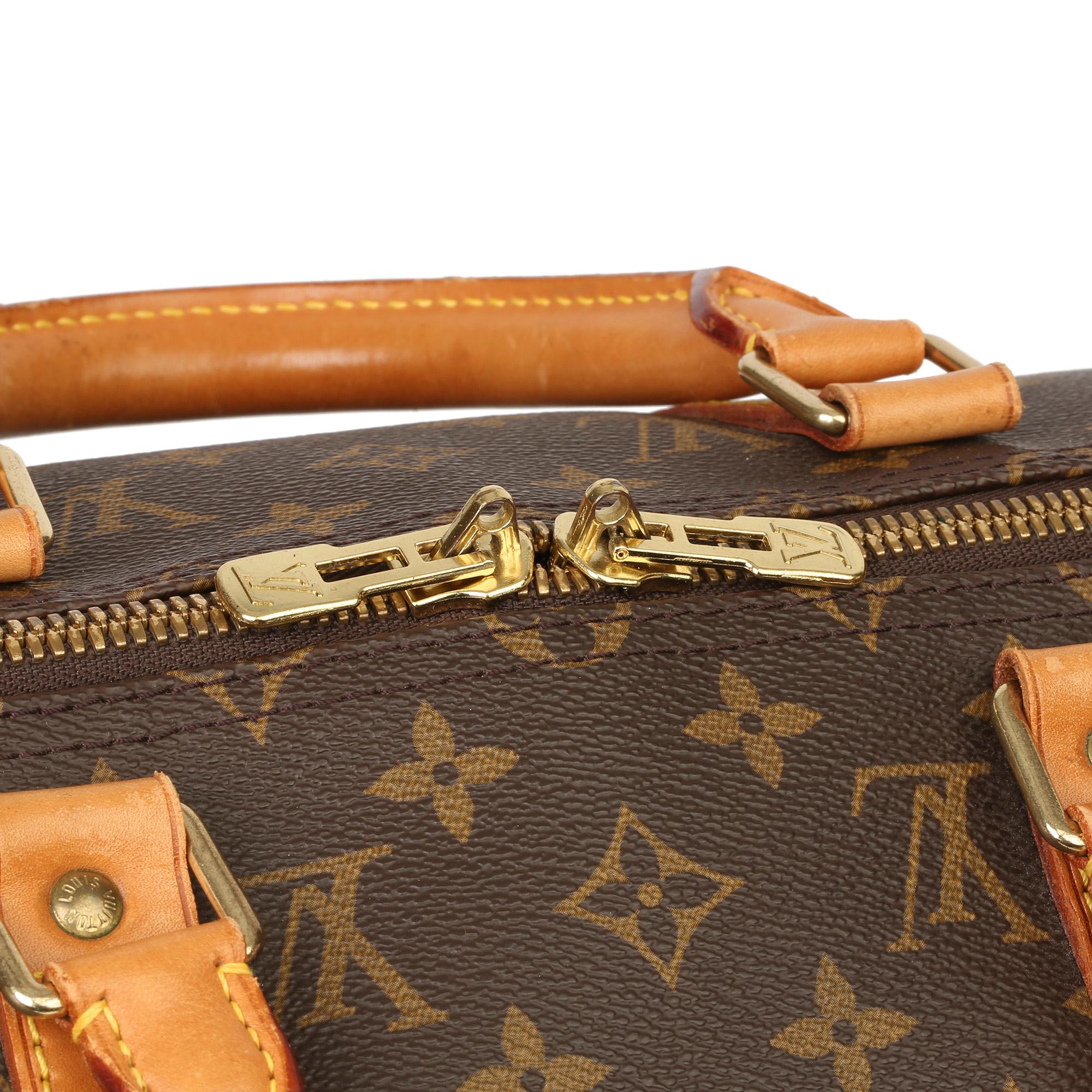 Louis Vuitton Brown Monogram Coated Canvas & Vachetta Leather Vintage Keepall 50 2