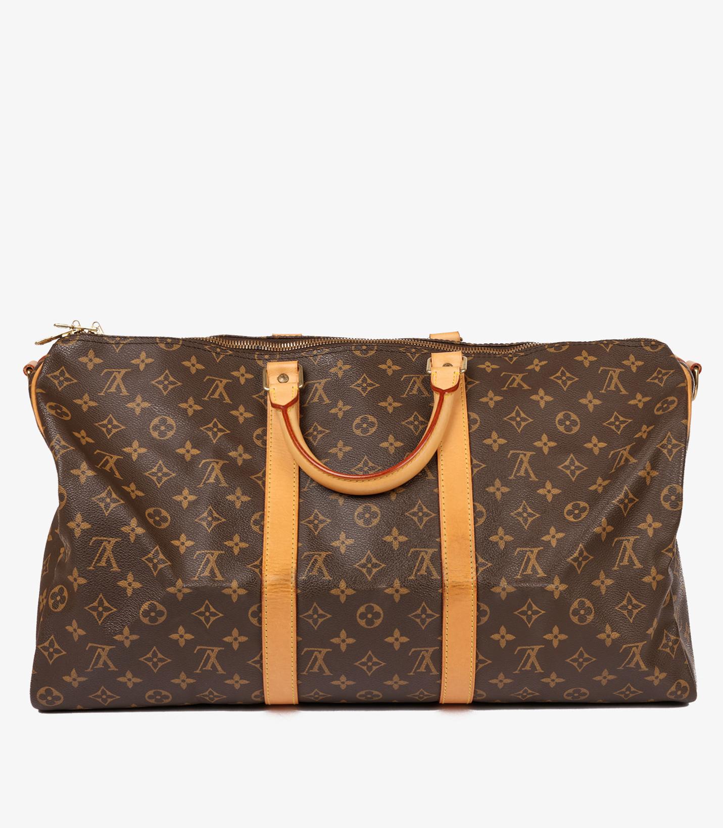Louis Vuitton Brown Monogram Coated Canvas & Vachetta Leather Vintage Keepall 50 2