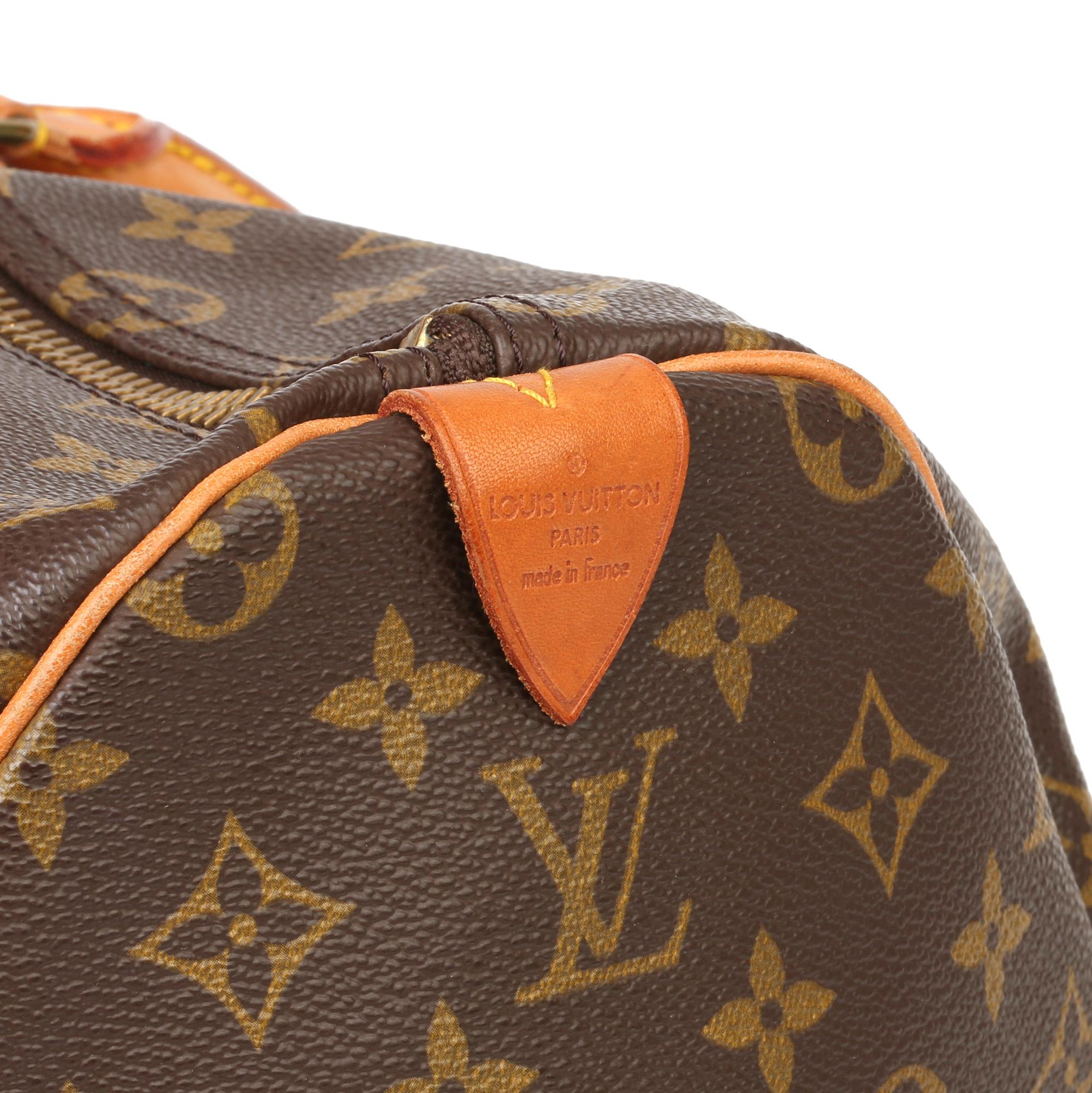 Louis Vuitton Brown Monogram Coated Canvas & Vachetta Leather Vintage Keepall 50 3