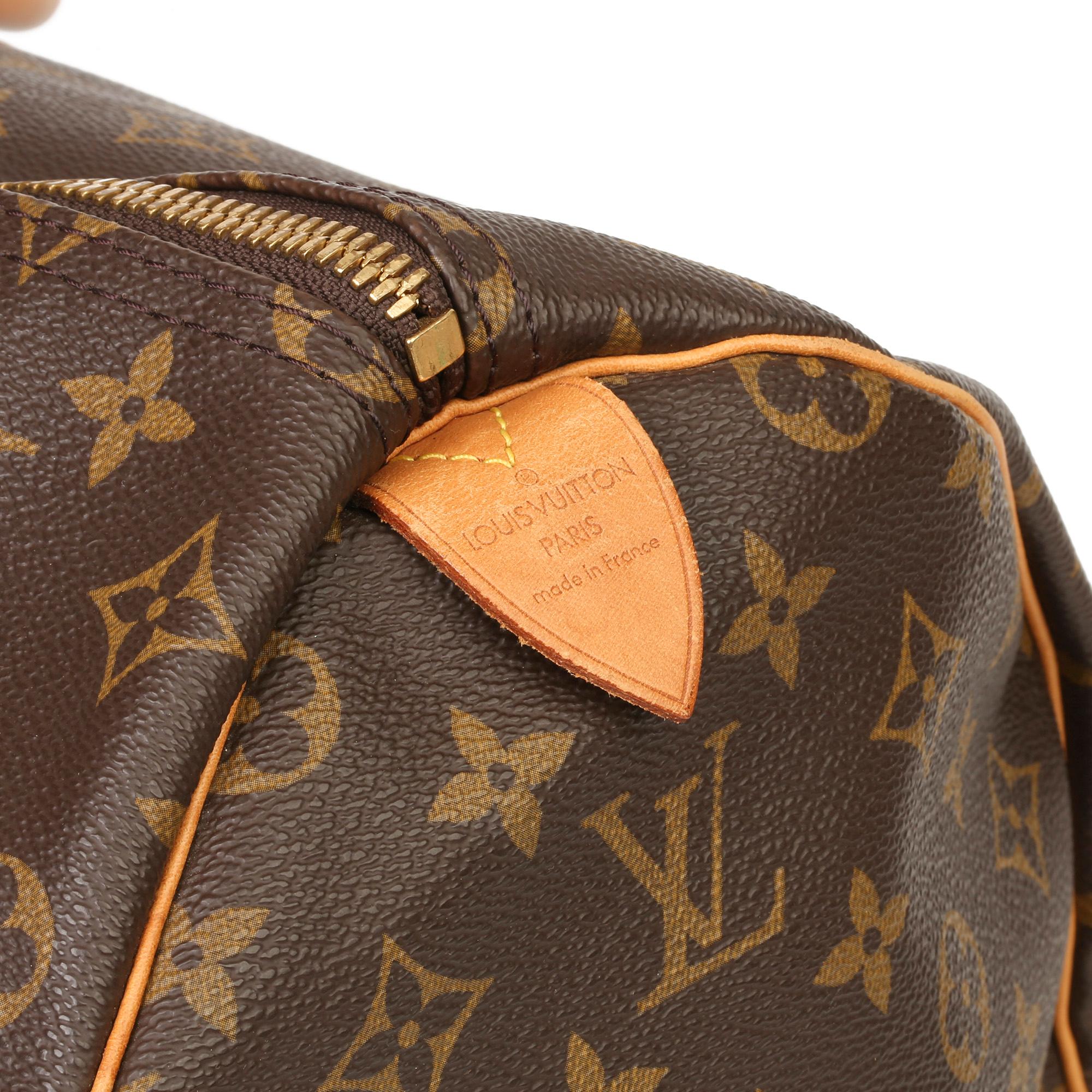Louis Vuitton Brown Monogram Coated Canvas & Vachetta Leather Vintage Keepall 50 3