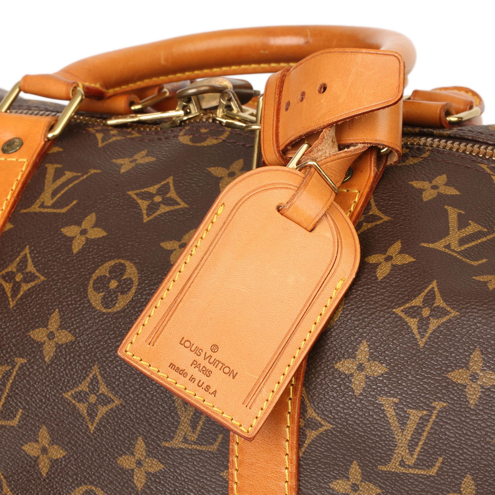 Louis Vuitton Brown Monogram Coated Canvas & Vachetta Leather Vintage Keepall 50 3