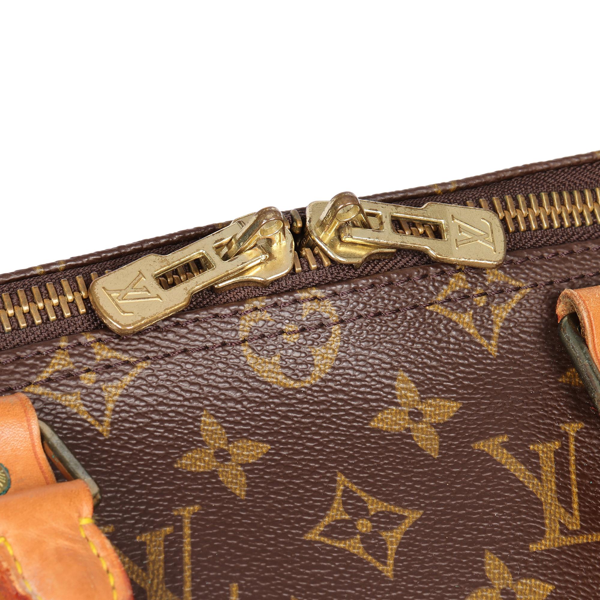 Women's LOUIS VUITTON Brown Monogram Coated Canvas & Vachetta Leather Vintage Keepall 50