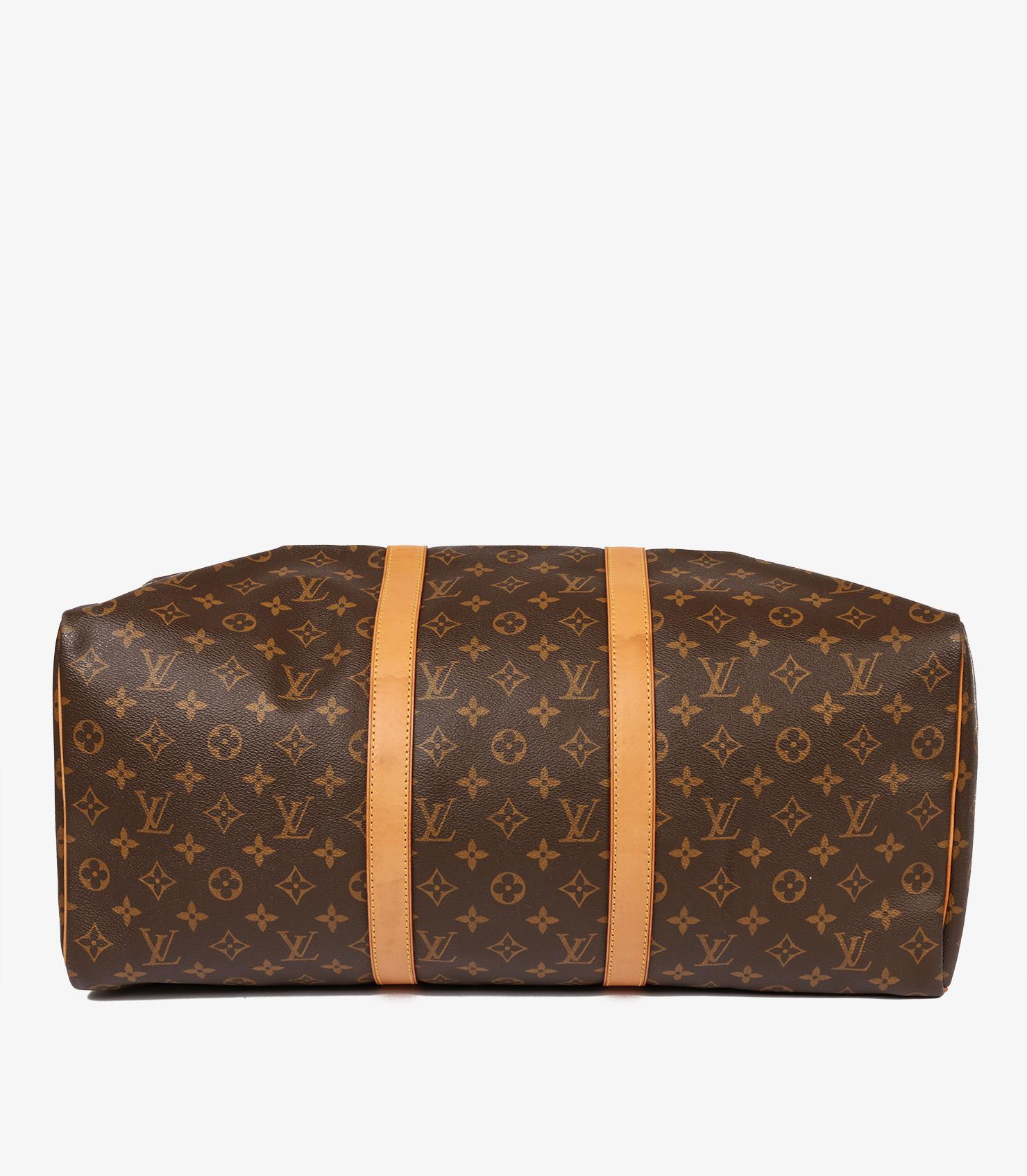 Louis Vuitton Brown Monogram Coated Canvas & Vachetta Leather Vintage Keepall 50 3