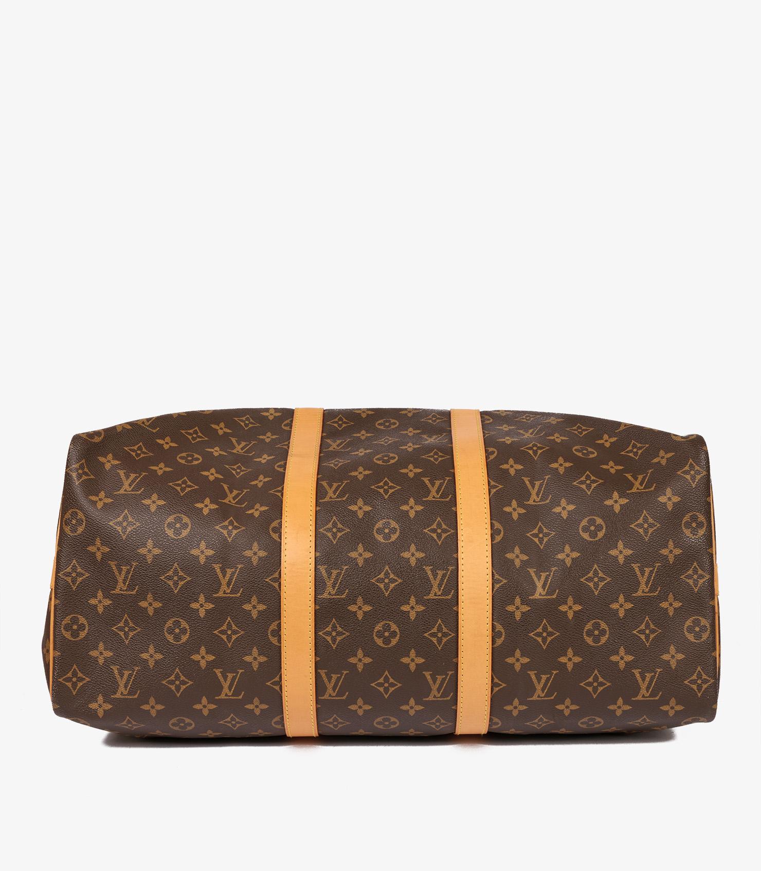 Louis Vuitton Brown Monogram Coated Canvas & Vachetta Leather Vintage Keepall 50 3