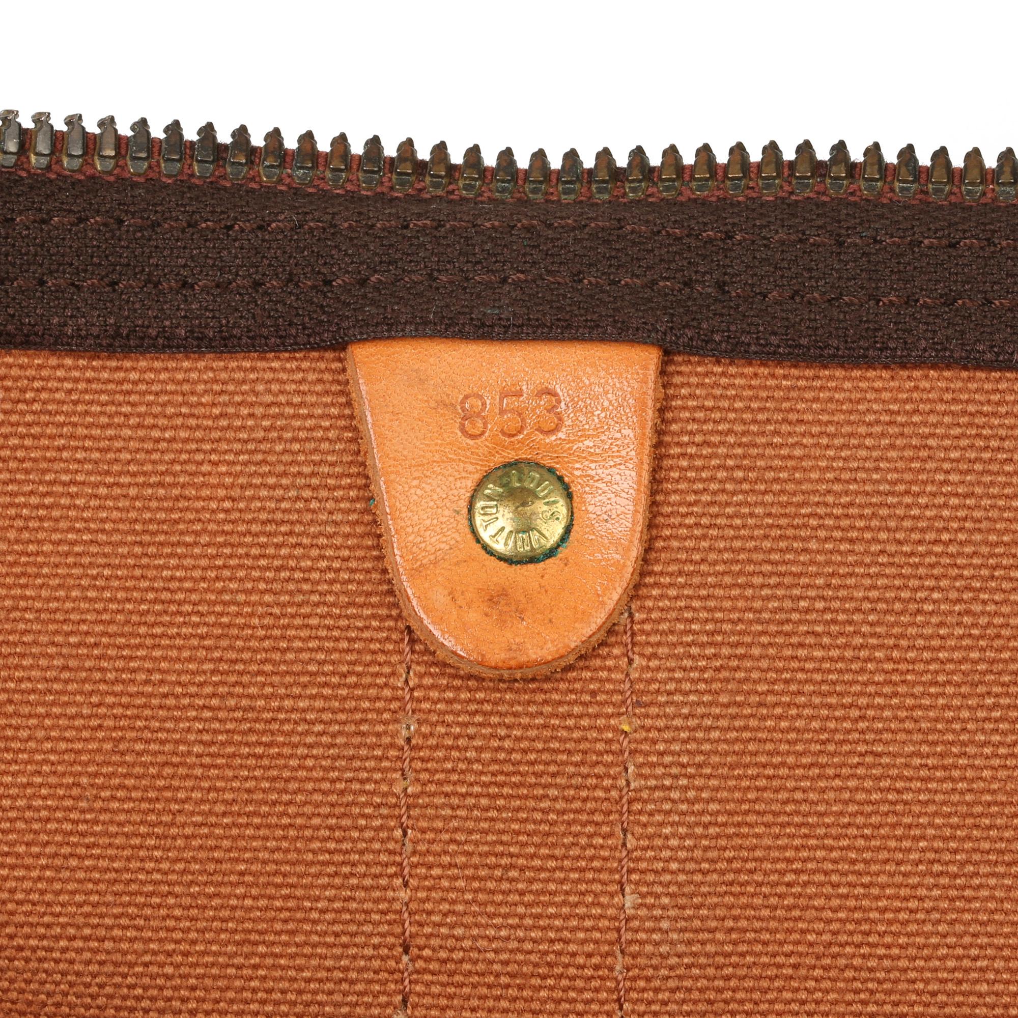 Louis Vuitton Brown Monogram Coated Canvas & Vachetta Leather Vintage Keepall 50 1