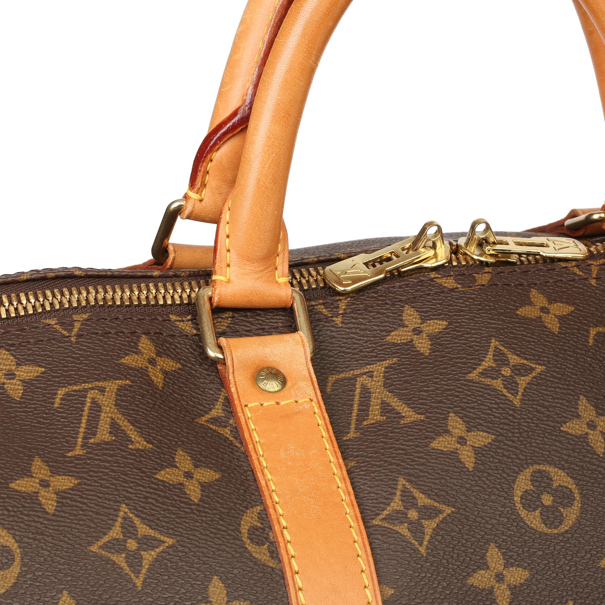 Louis Vuitton Brown Monogram Coated Canvas & Vachetta Leather Vintage Keepall 50 4