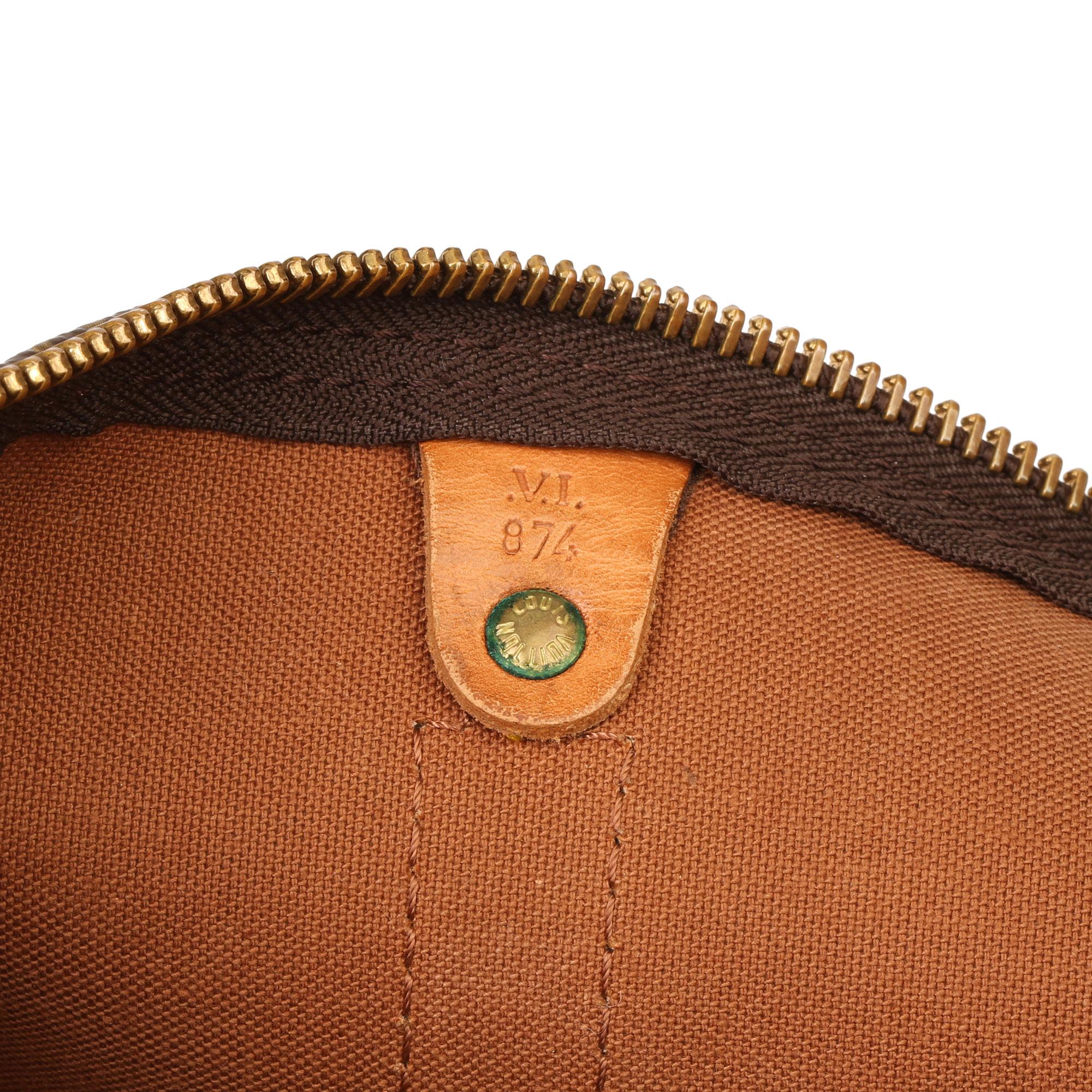 Louis Vuitton Brown Monogram Coated Canvas & Vachetta Leather Vintage Keepall 50 5