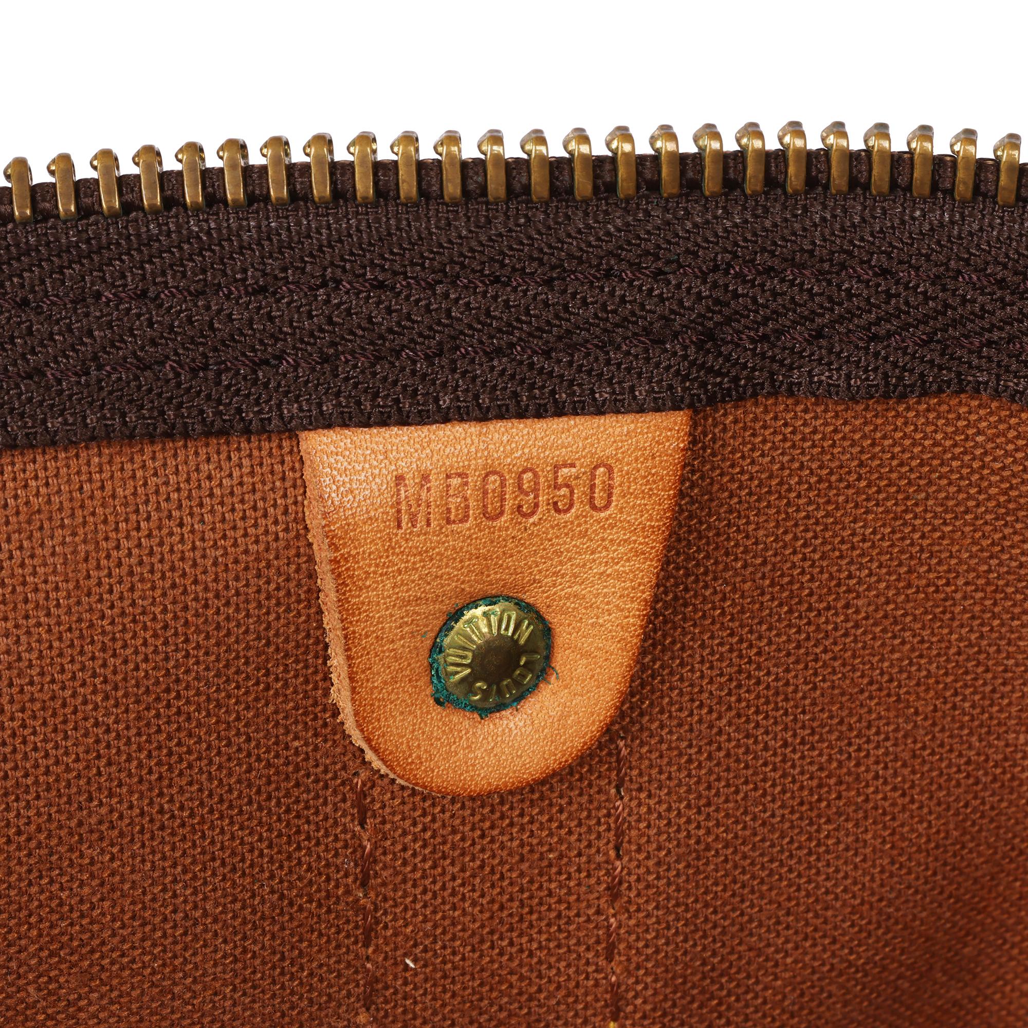 LOUIS VUITTON Brown Monogram Coated Canvas & Vachetta Leather Vintage Keepall 50 2