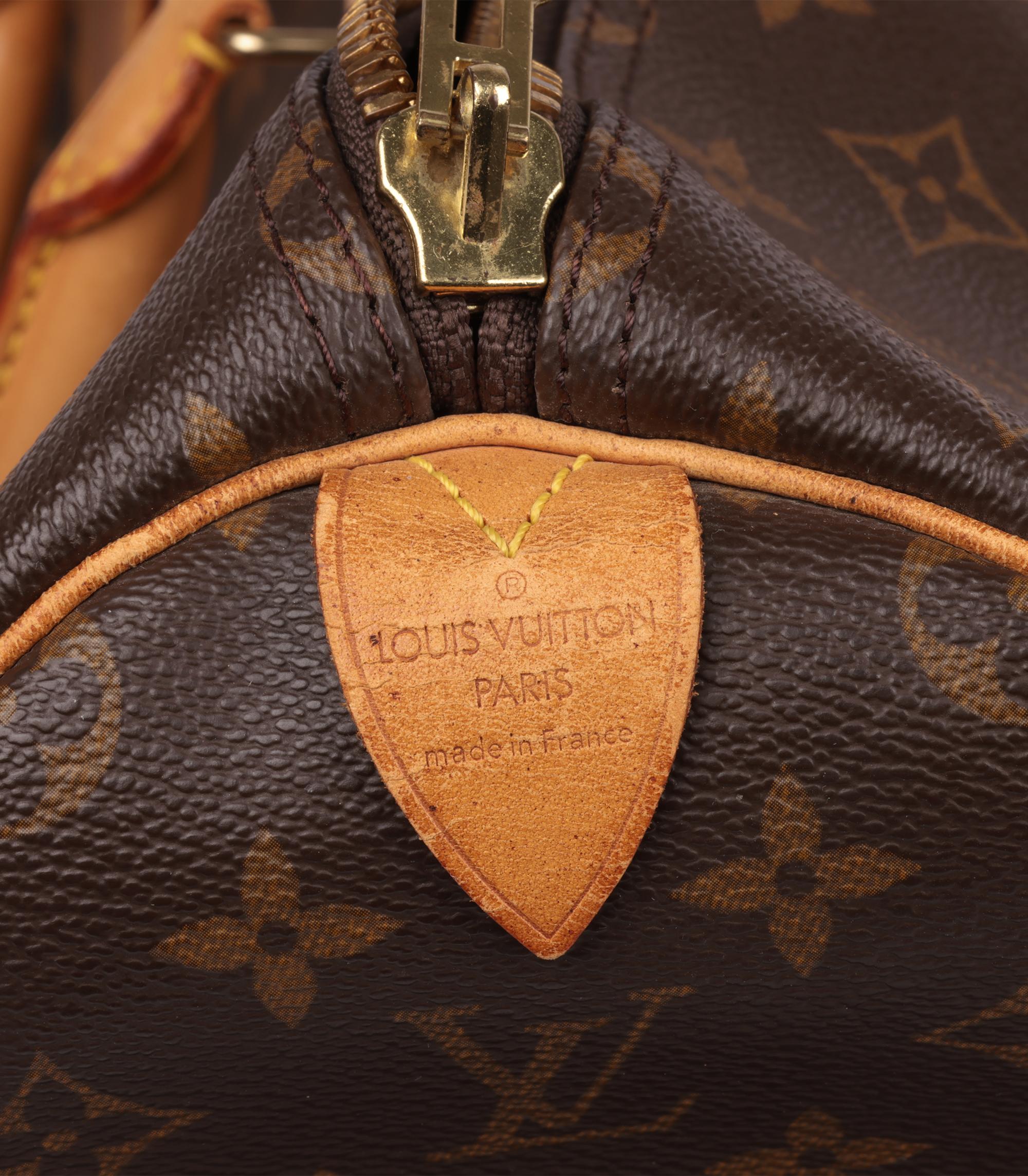 Louis Vuitton Brown Monogram Coated Canvas & Vachetta Leather Vintage Keepall 50 im Angebot 4
