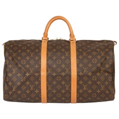 Louis Vuitton Brown Monogram Coated Canvas & Vachetta Leather Vintage Keepall 50