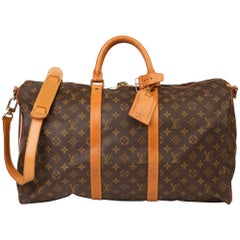 Louis Vuitton Brown Monogram Coated Canvas & Vachetta Leather Retro Keepall 50