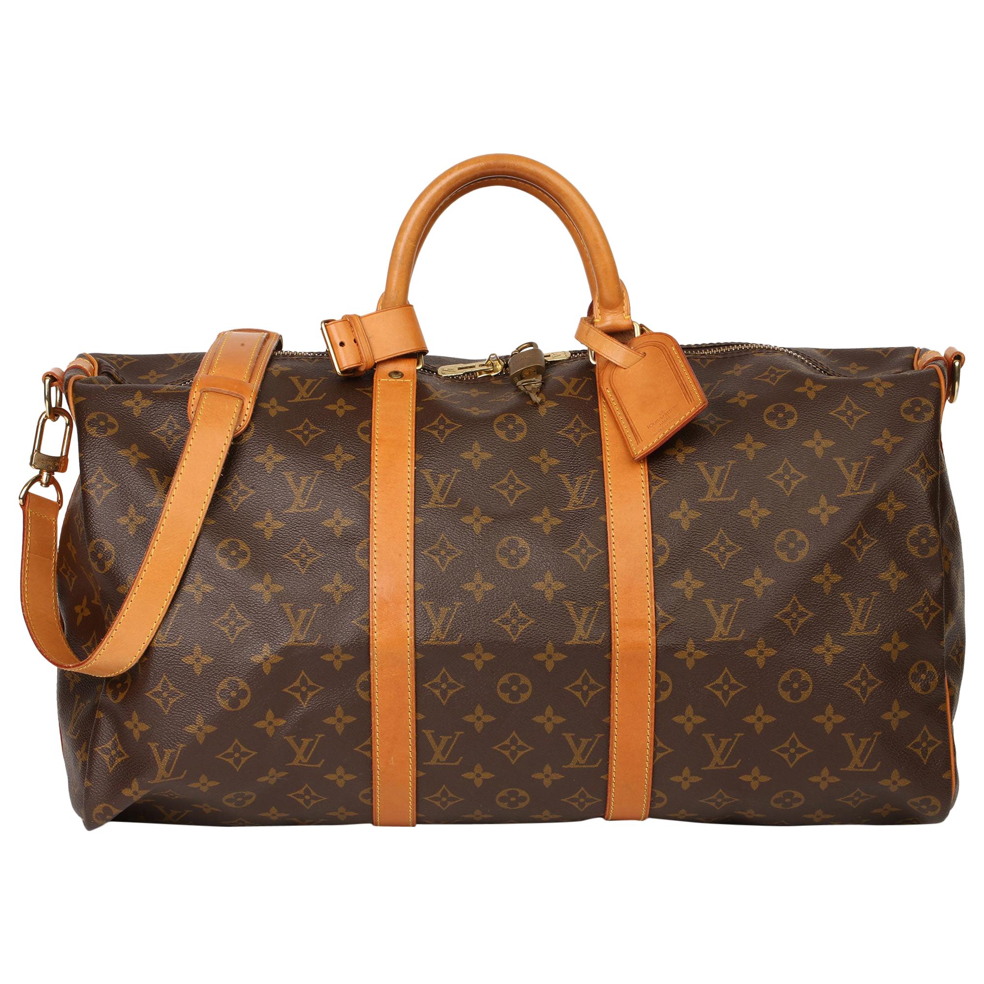 Louis Vuitton Brown Monogram Coated Canvas & Vachetta Leather Vintage Keepall 50