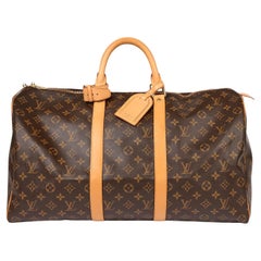Louis Vuitton Brown Monogram Coated Canvas & Vachetta Leather Vintage Keepall 50