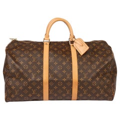 Louis Vuitton Brown Monogram Coated Canvas & Vachetta Leather Vintage Keepall 50
