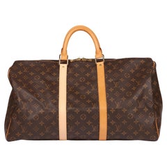 Louis Vuitton Brown Monogram Coated Canvas & Vachetta Leather Vintage Keepall 50