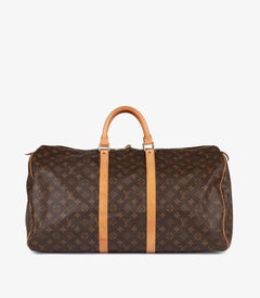 Louis Vuitton Brown Monogram Coated Canvas 
Vachetta Leather Vintage Keepall 50