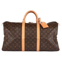 Louis Vuitton Brown Monogram Coated Canvas & Vachetta Leather Vintage Keepall 50