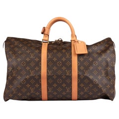 Louis Vuitton Brown Monogram Coated Canvas & Vachetta Leather Vintage Keepall 50