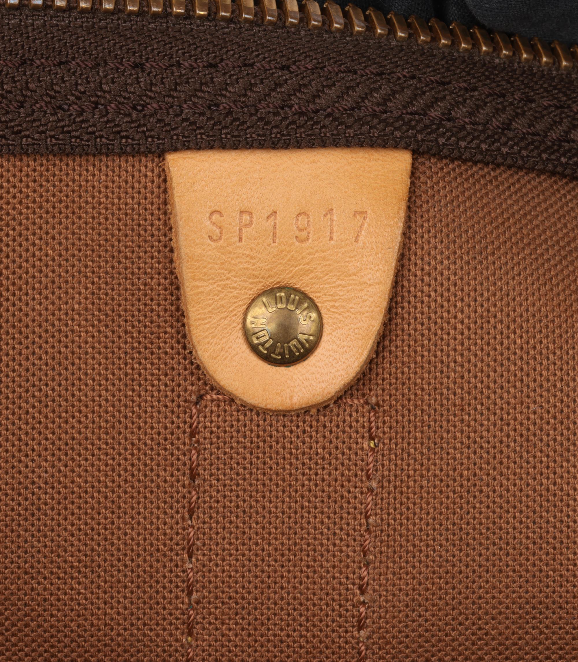 Louis Vuitton Brown Monogram Coated Canvas & Vachetta Leather Vintage Keepall 55 en venta 5