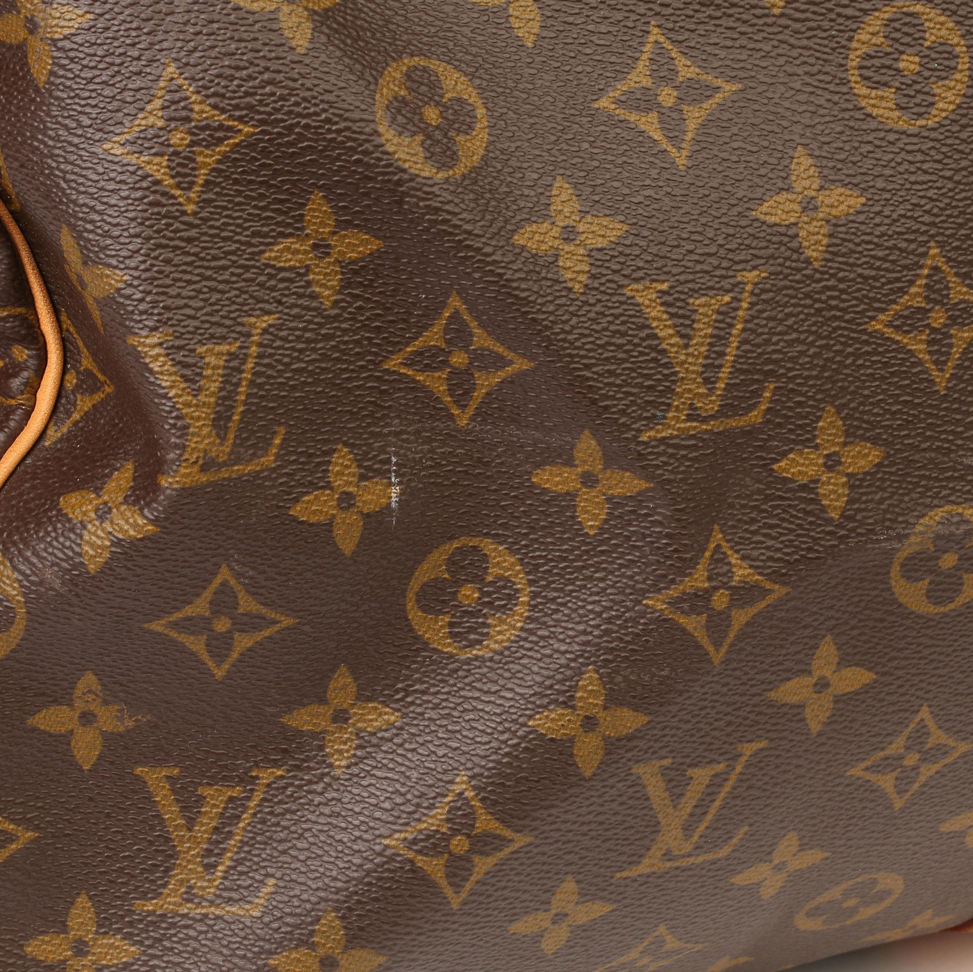 Louis Vuitton Brown Monogram Coated Canvas & Vachetta Leather Vintage Keepall 55 8