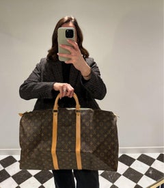 Louis Vuitton Brown Monogram Coated Canvas & Vachetta Leather Vintage Keepall 55