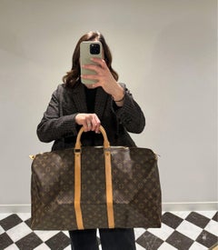 Louis Vuitton Brown Monogram Coated Canvas & Vachetta Leather Vintage Keepall 55