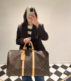 Louis Vuitton Brown Monogram Coated Canvas & Vachetta Leather Vintage Keepall 55