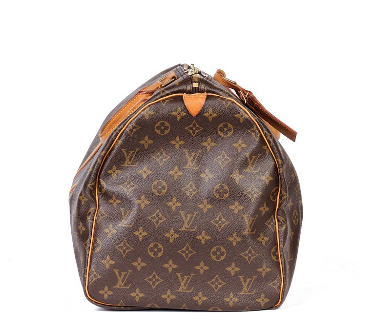 Louis Vuitton SILVER MONOGRAM MIRROR COATED CANVAS and VACHETTA LEATHER  KEEPALL 50 at 1stDibs
