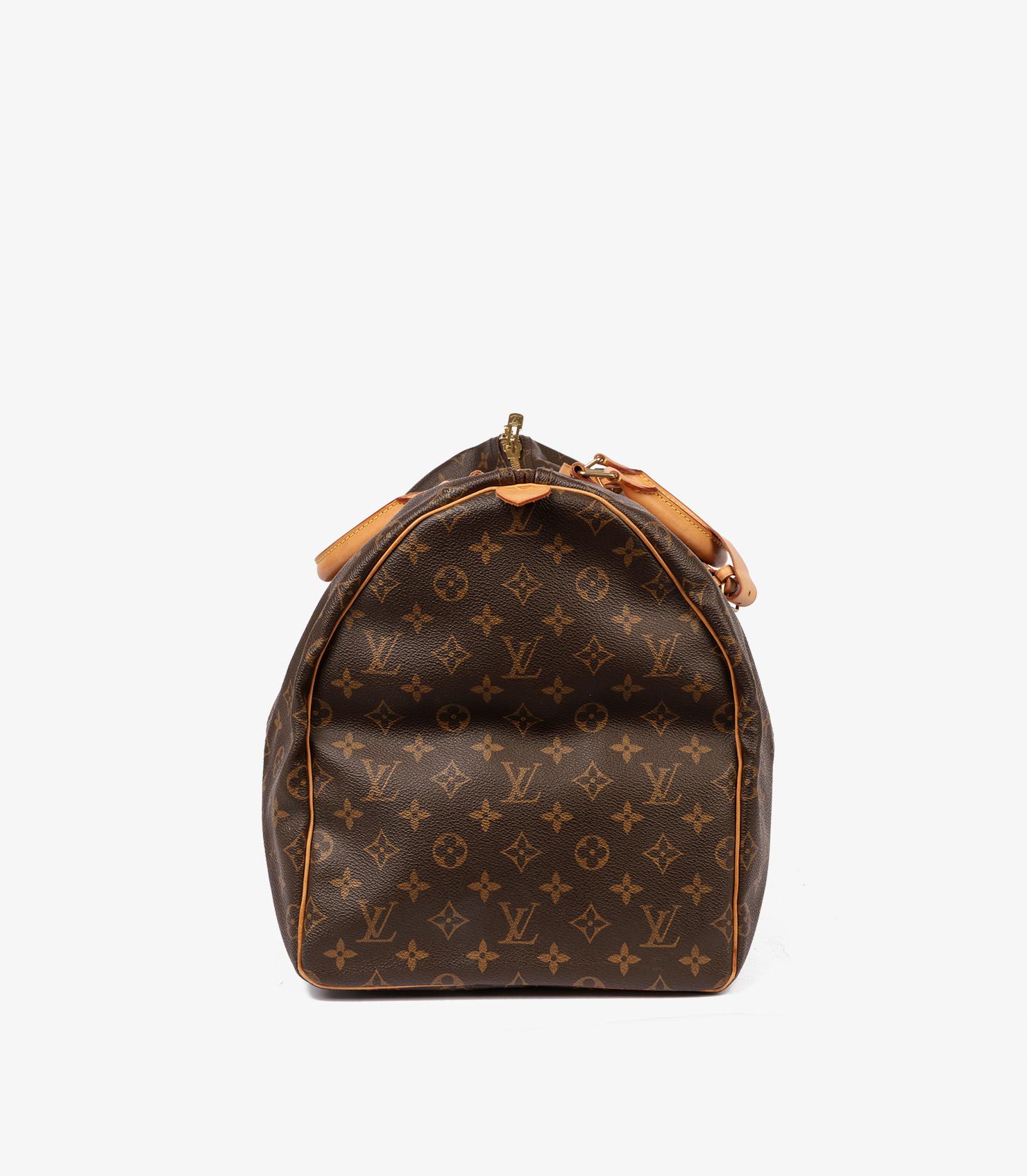 Women's or Men's Louis Vuitton Brown Monogram Coated Canvas & Vachetta Leather Vintage Keepall 55