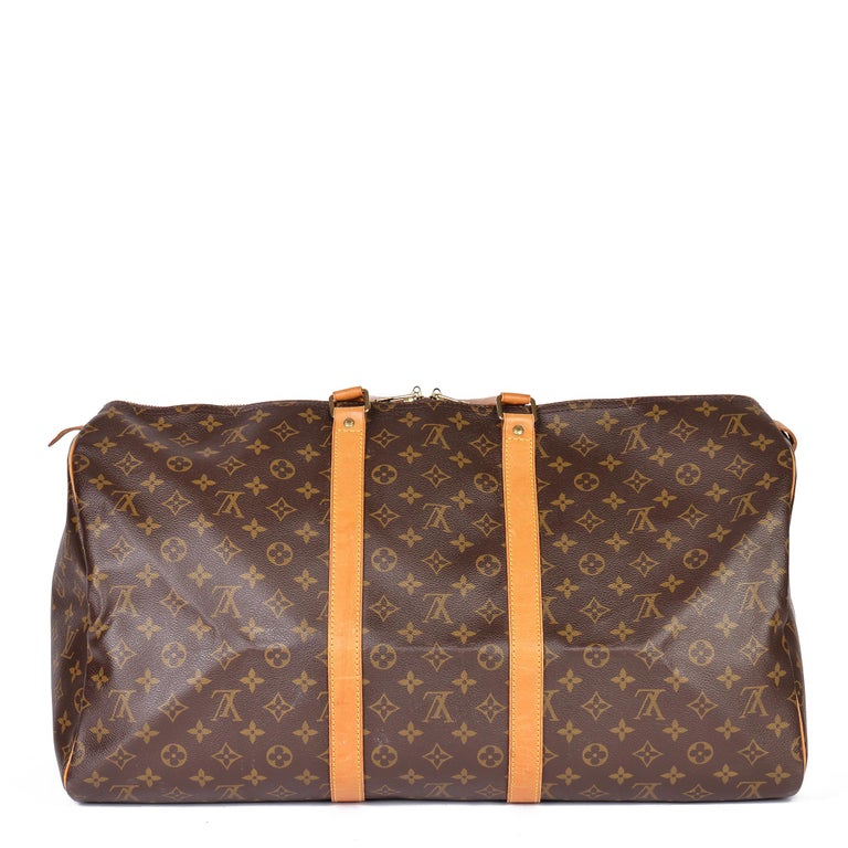 Louis Vuitton SILVER MONOGRAM MIRROR COATED CANVAS and VACHETTA LEATHER  KEEPALL 50 at 1stDibs
