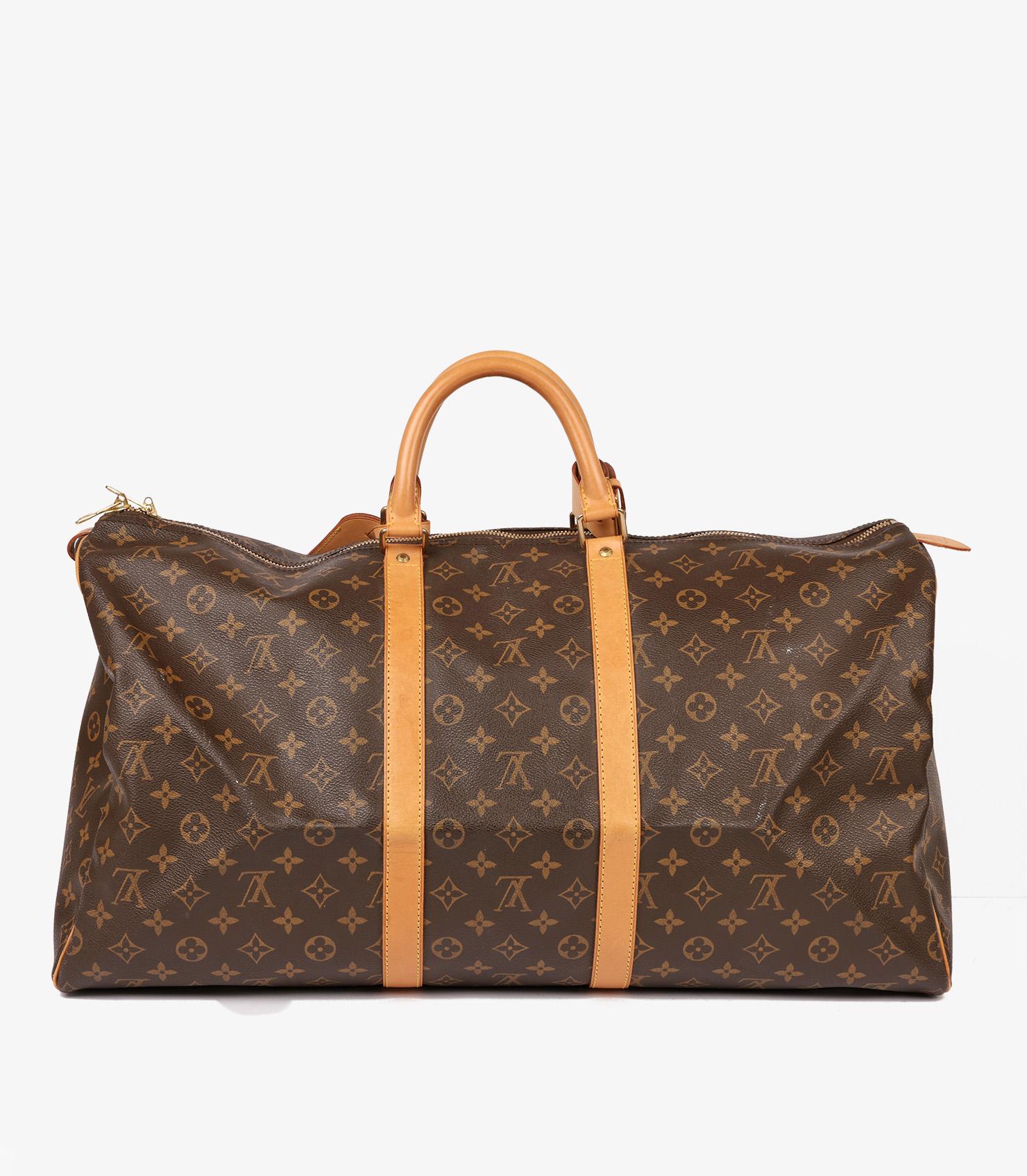 Louis Vuitton Brown Monogram Coated Canvas & Vachetta Leather Vintage Keepall 55 1