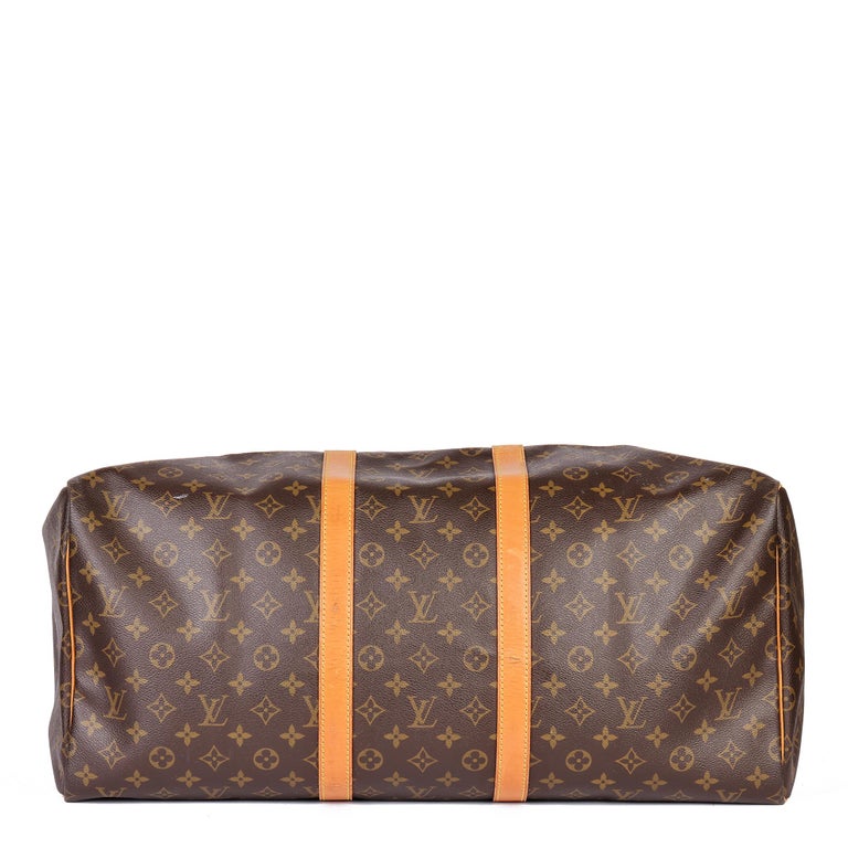 1988 Louis Vuitton Brown Coated Monogram Canvas Vintage Keepall Bandouliere  55 at 1stDibs