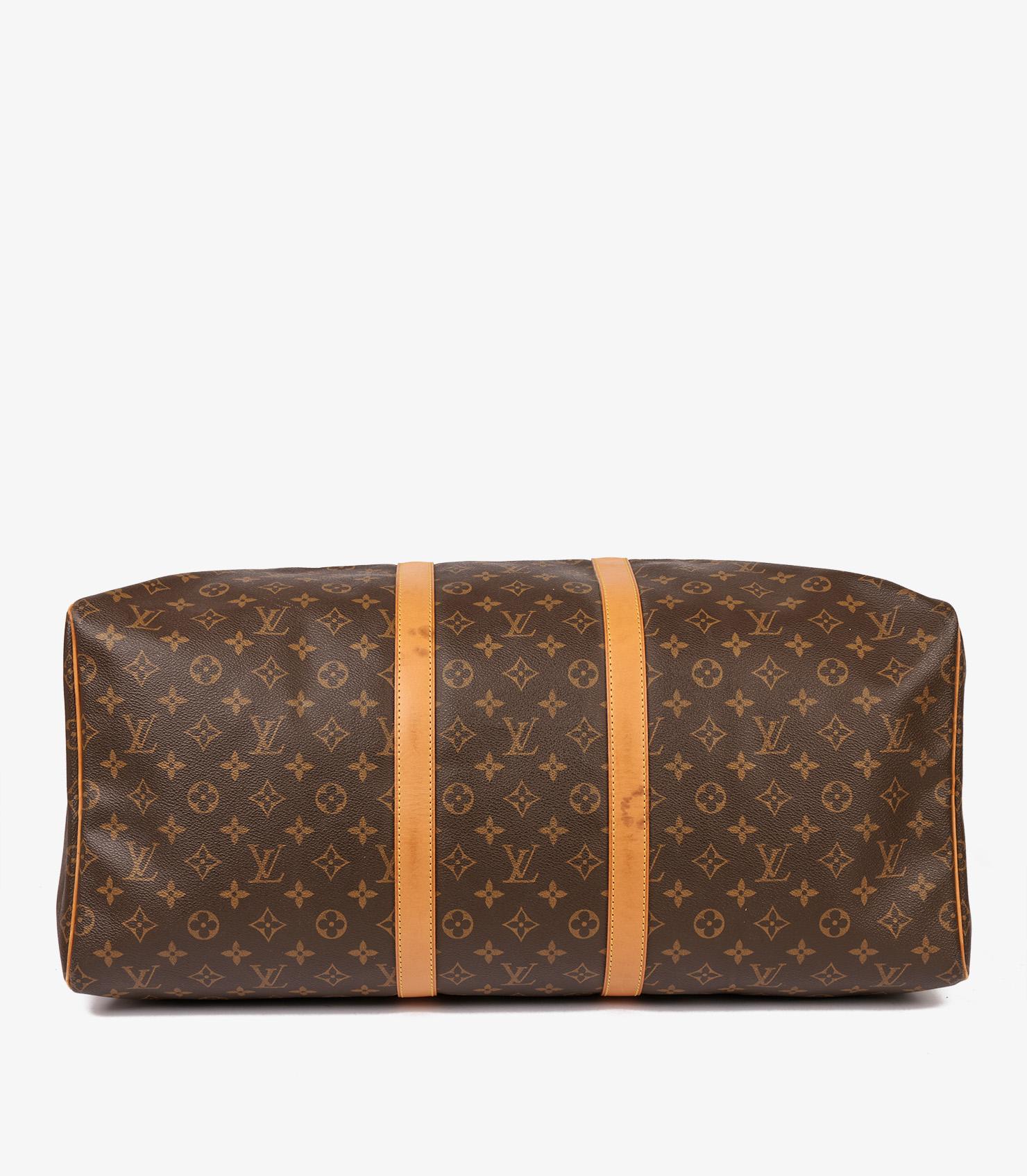 Louis Vuitton Brown Monogram Coated Canvas & Vachetta Leather Vintage Keepall 55 2