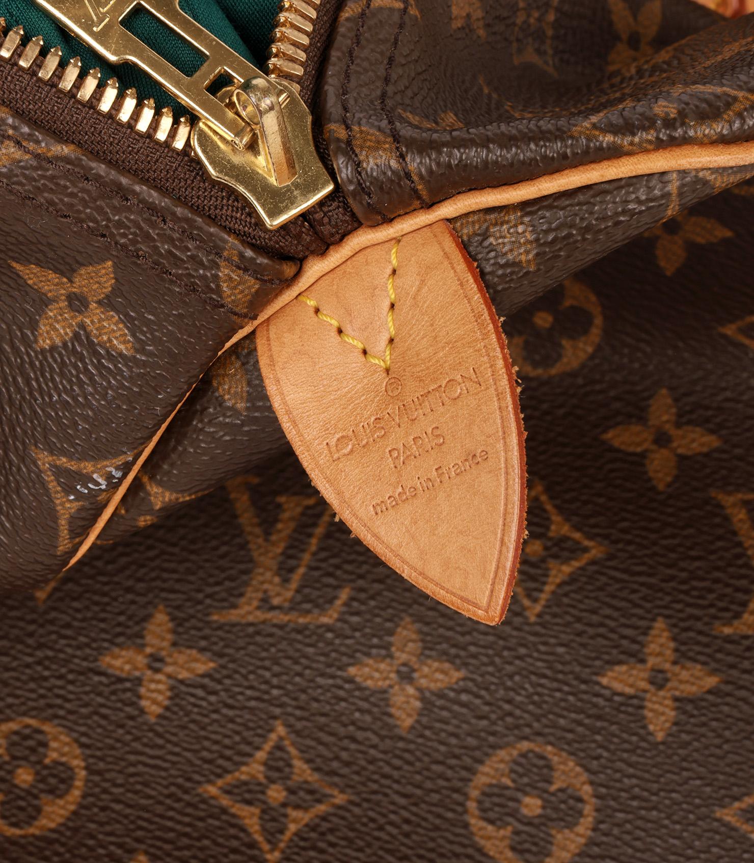 Louis Vuitton Brown Monogram Coated Canvas & Vachetta Leather Vintage Keepall 55 3