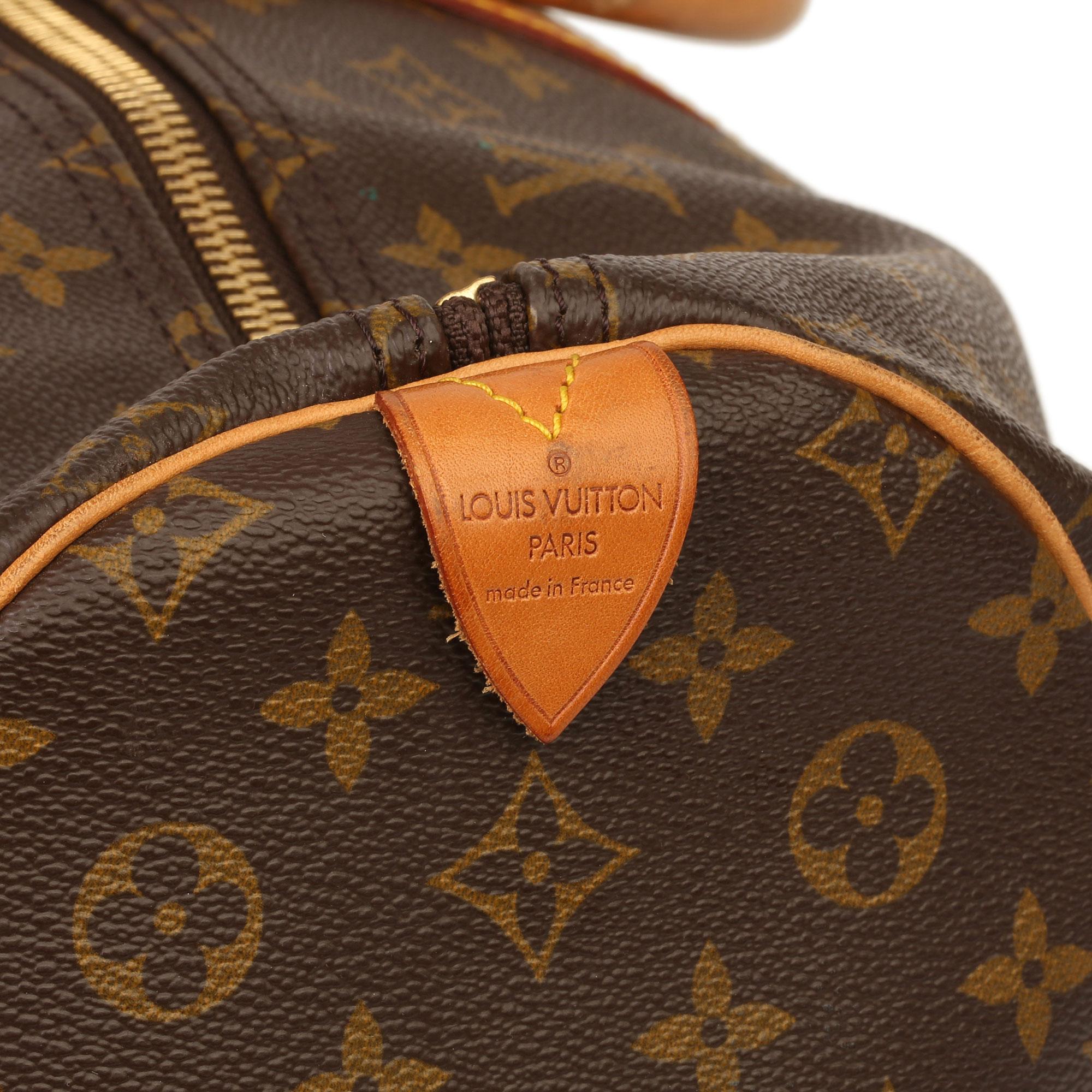 Louis Vuitton Brown Monogram Coated Canvas & Vachetta Leather Vintage Keepall 55 3