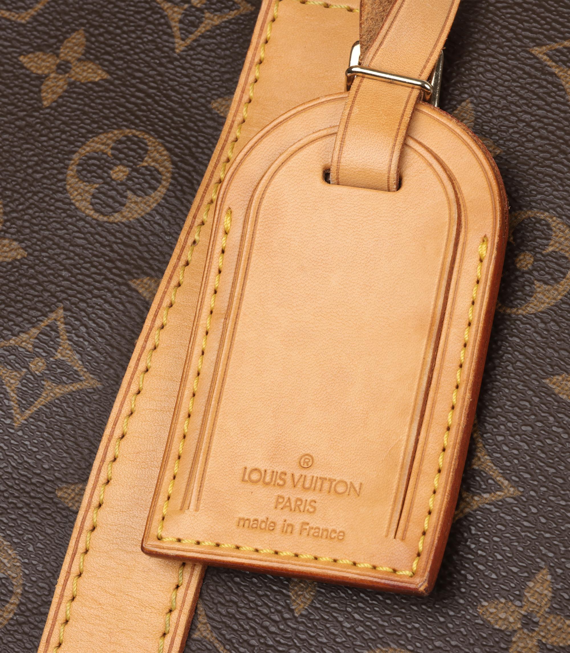 Louis Vuitton Brown Monogram Coated Canvas & Vachetta Leather Vintage Keepall 55 en venta 3