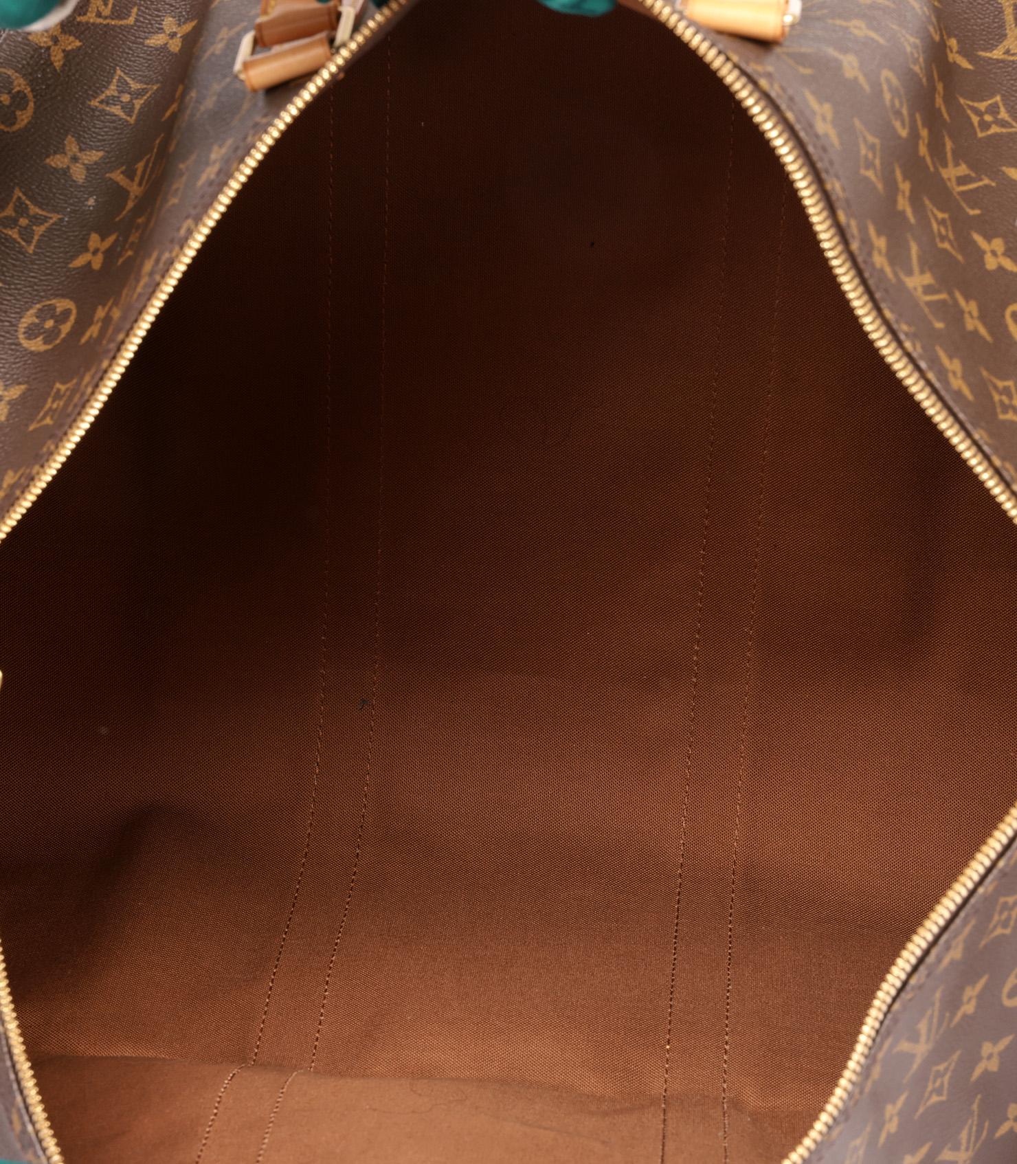 Louis Vuitton Brown Monogram Coated Canvas & Vachetta Leather Vintage Keepall 55 5