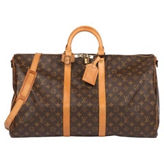 Louis Vuitton Brown Monogram Coated Canvas & Vachetta Leather Vintage Keepall 55