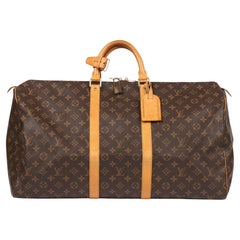 Louis Vuitton Brown Monogram Coated Canvas & Vachetta Leather Vintage Keepall 55