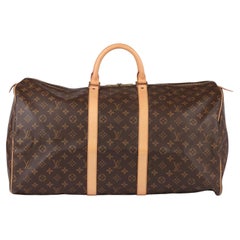 Louis Vuitton Brown Monogram Coated Canvas & Vachetta Leather Vintage Keepall 55