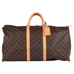 Louis Vuitton Brown Monogram Coated Canvas & Vachetta Leather Vintage Keepall 55