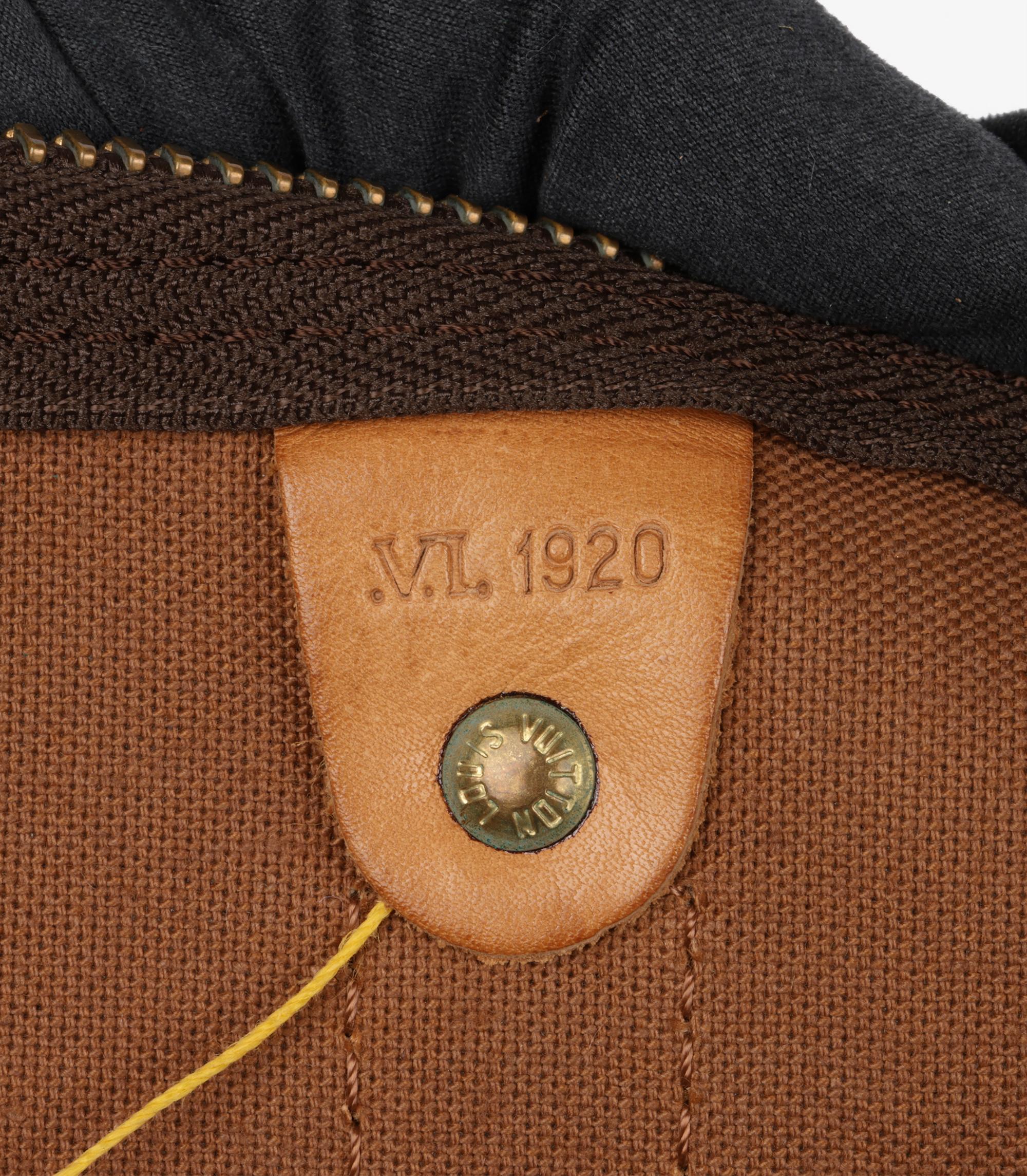 Louis Vuitton Brown Monogram Coated Canvas & Vachetta Leather Vintage Keepall 60 im Angebot 5