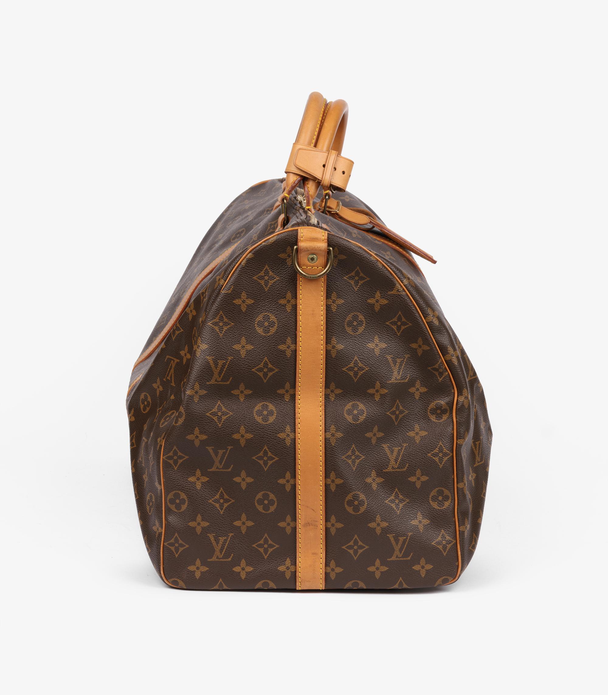 Louis Vuitton Brown Monogram Coated Canvas & Vachetta Leather Vintage Keepall 60 im Zustand „Hervorragend“ im Angebot in Bishop's Stortford, Hertfordshire