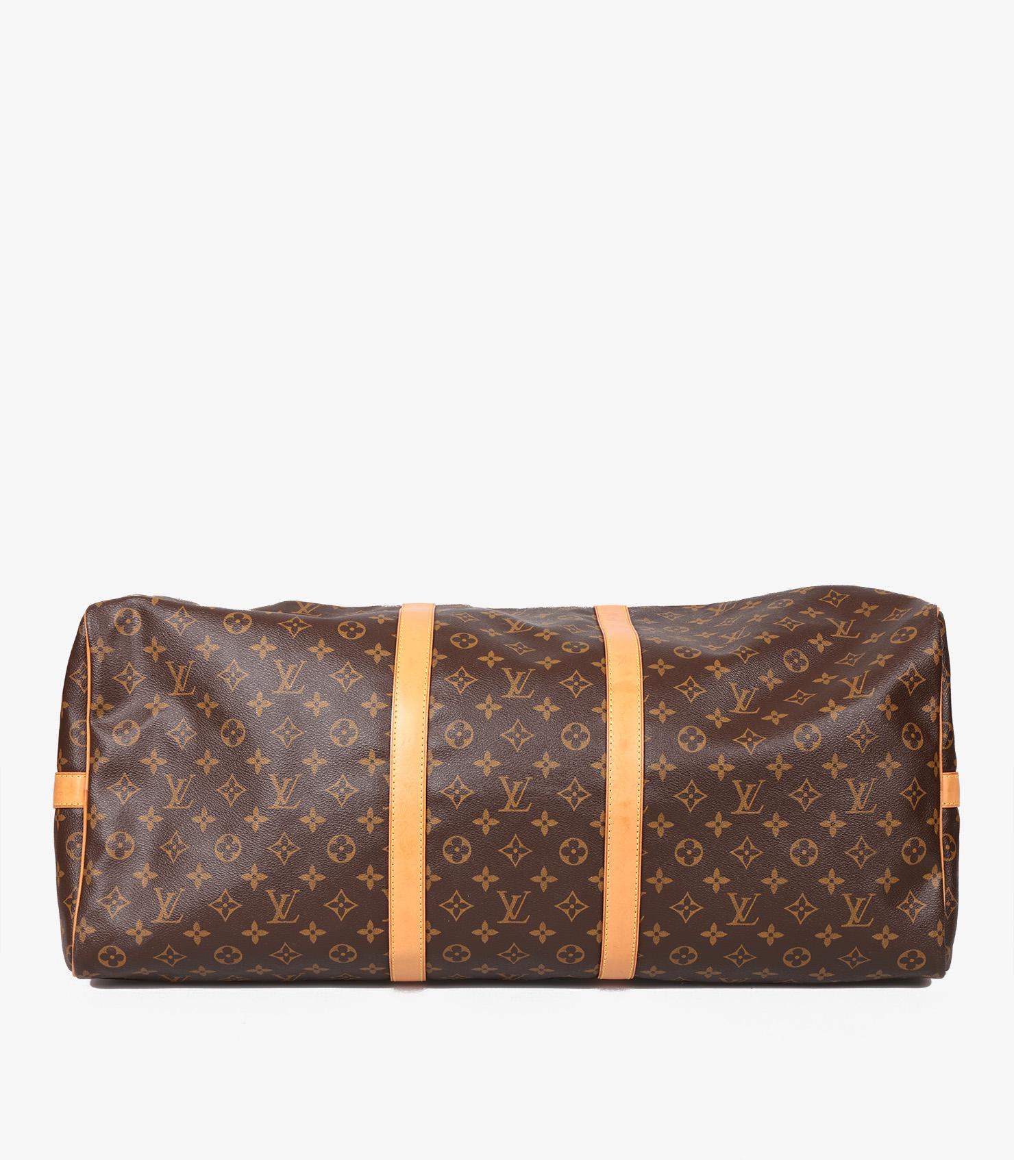 Louis Vuitton Brown Monogramm beschichtetem Segeltuch & Vachetta Leder Vintage Keepall 60 1